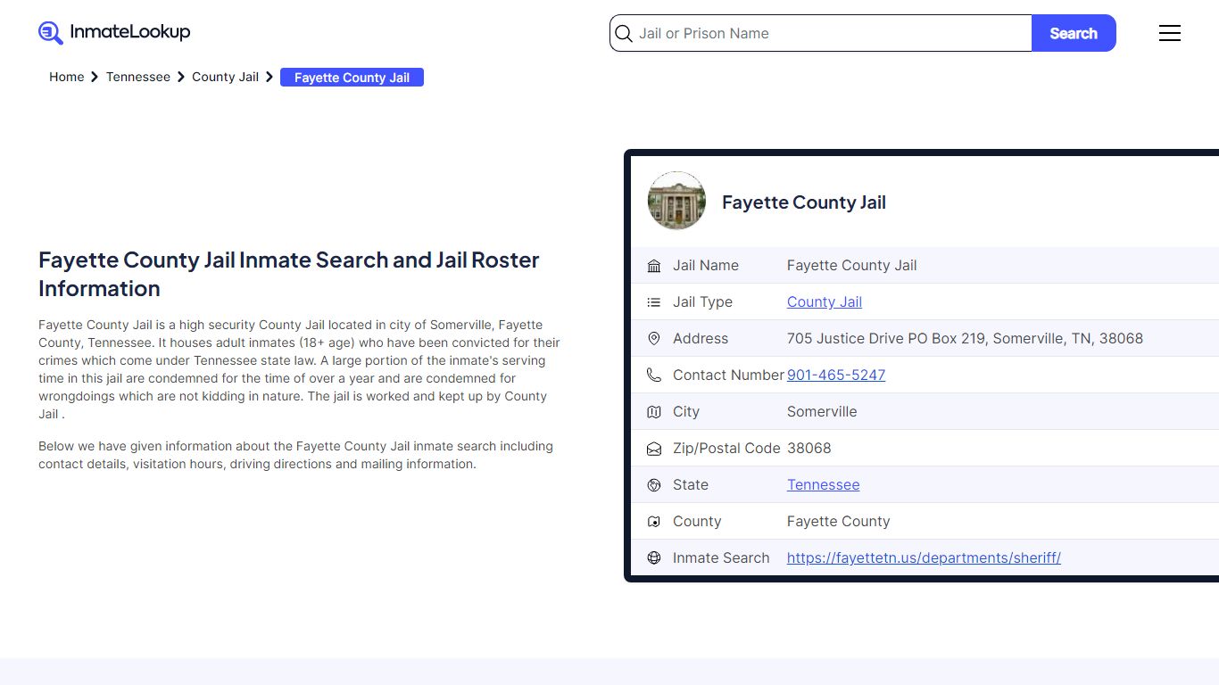 Fayette County Jail Inmate Search, Jail Roster ... - Inmate Lookup